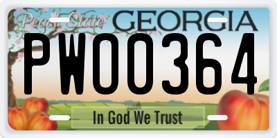 GA license plate PWO0364