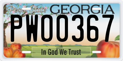 GA license plate PWO0367