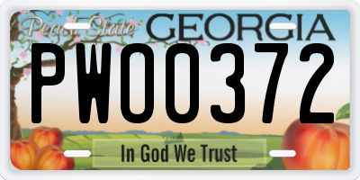 GA license plate PWO0372