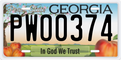 GA license plate PWO0374