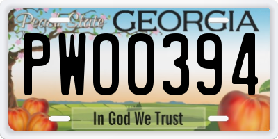 GA license plate PWO0394