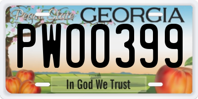 GA license plate PWO0399