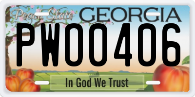 GA license plate PWO0406