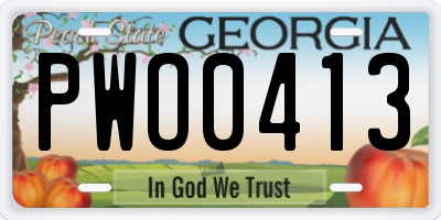 GA license plate PWO0413