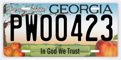 GA license plate PWO0423