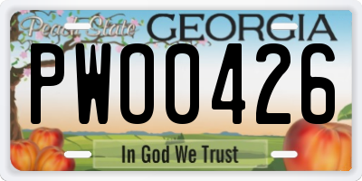 GA license plate PWO0426