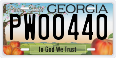 GA license plate PWO0440