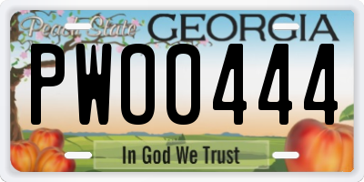 GA license plate PWO0444