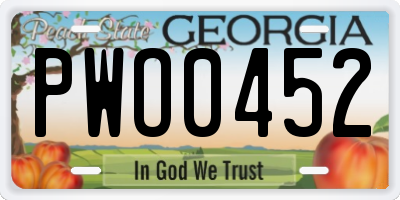 GA license plate PWO0452