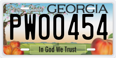 GA license plate PWO0454