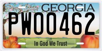GA license plate PWO0462