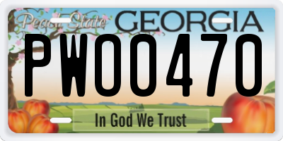 GA license plate PWO0470