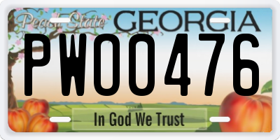 GA license plate PWO0476