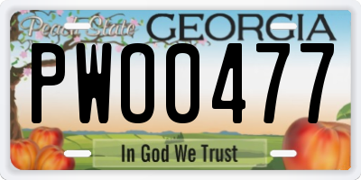 GA license plate PWO0477