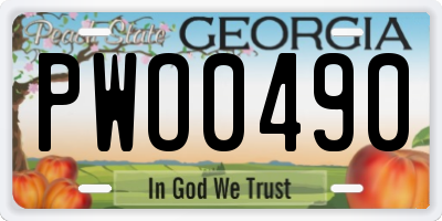 GA license plate PWO0490