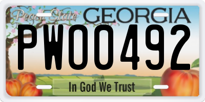 GA license plate PWO0492