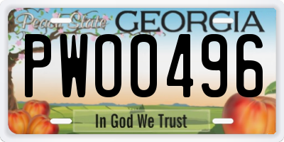 GA license plate PWO0496