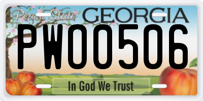 GA license plate PWO0506