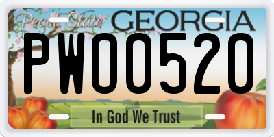 GA license plate PWO0520