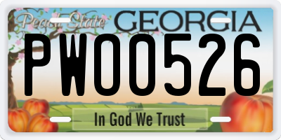 GA license plate PWO0526