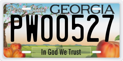 GA license plate PWO0527