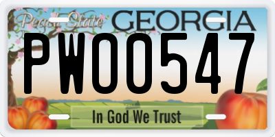 GA license plate PWO0547