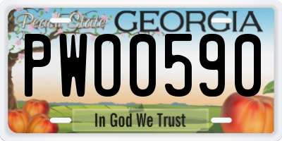 GA license plate PWO0590