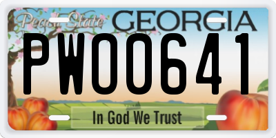 GA license plate PWO0641