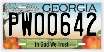 GA license plate PWO0642