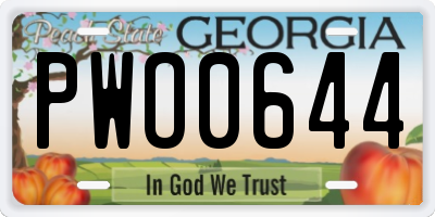 GA license plate PWO0644