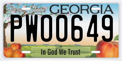 GA license plate PWO0649