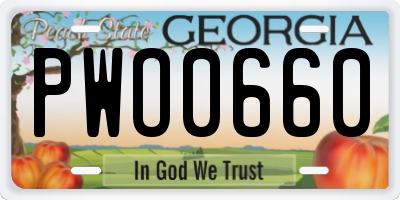 GA license plate PWO0660