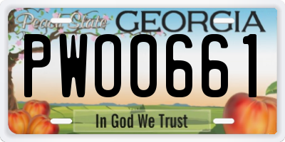 GA license plate PWO0661