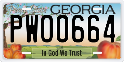 GA license plate PWO0664