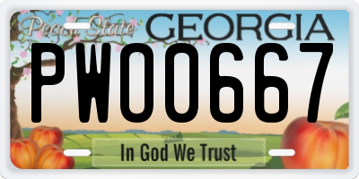 GA license plate PWO0667