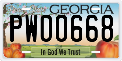 GA license plate PWO0668