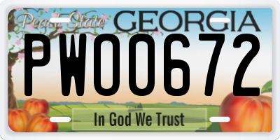 GA license plate PWO0672