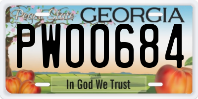 GA license plate PWO0684