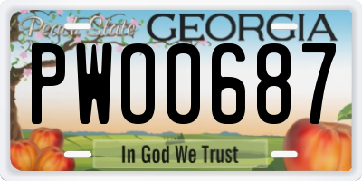 GA license plate PWO0687