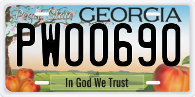 GA license plate PWO0690