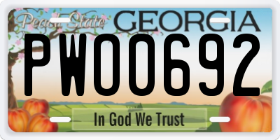 GA license plate PWO0692