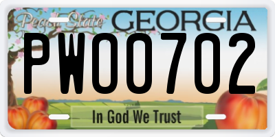 GA license plate PWO0702