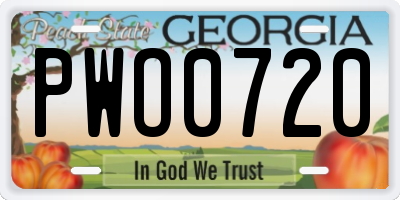 GA license plate PWO0720