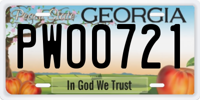 GA license plate PWO0721