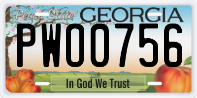 GA license plate PWO0756