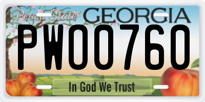 GA license plate PWO0760