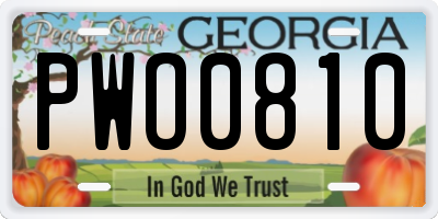 GA license plate PWO0810