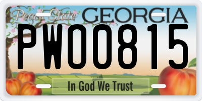 GA license plate PWO0815