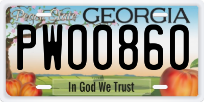 GA license plate PWO0860