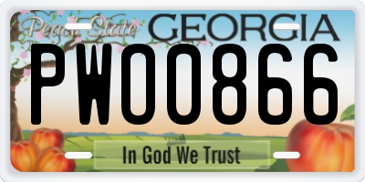GA license plate PWO0866